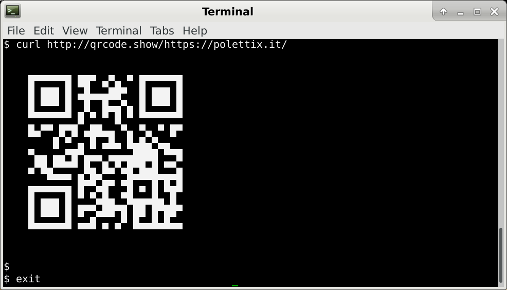 QRcode.show example from the command line